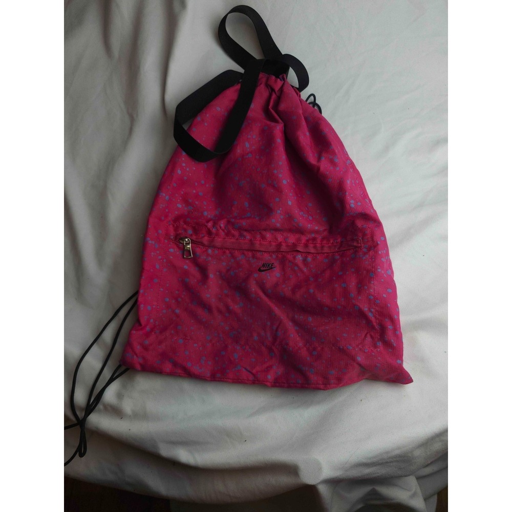 Nike Drawstring Backpack Womens Medium Pink Blue Speckled Gym Sack Streetwear